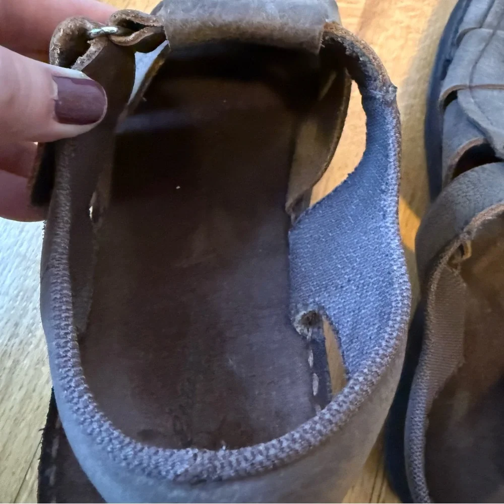 Eddie Bauer Men's Brown-Gray Leather Sandals, Size 10